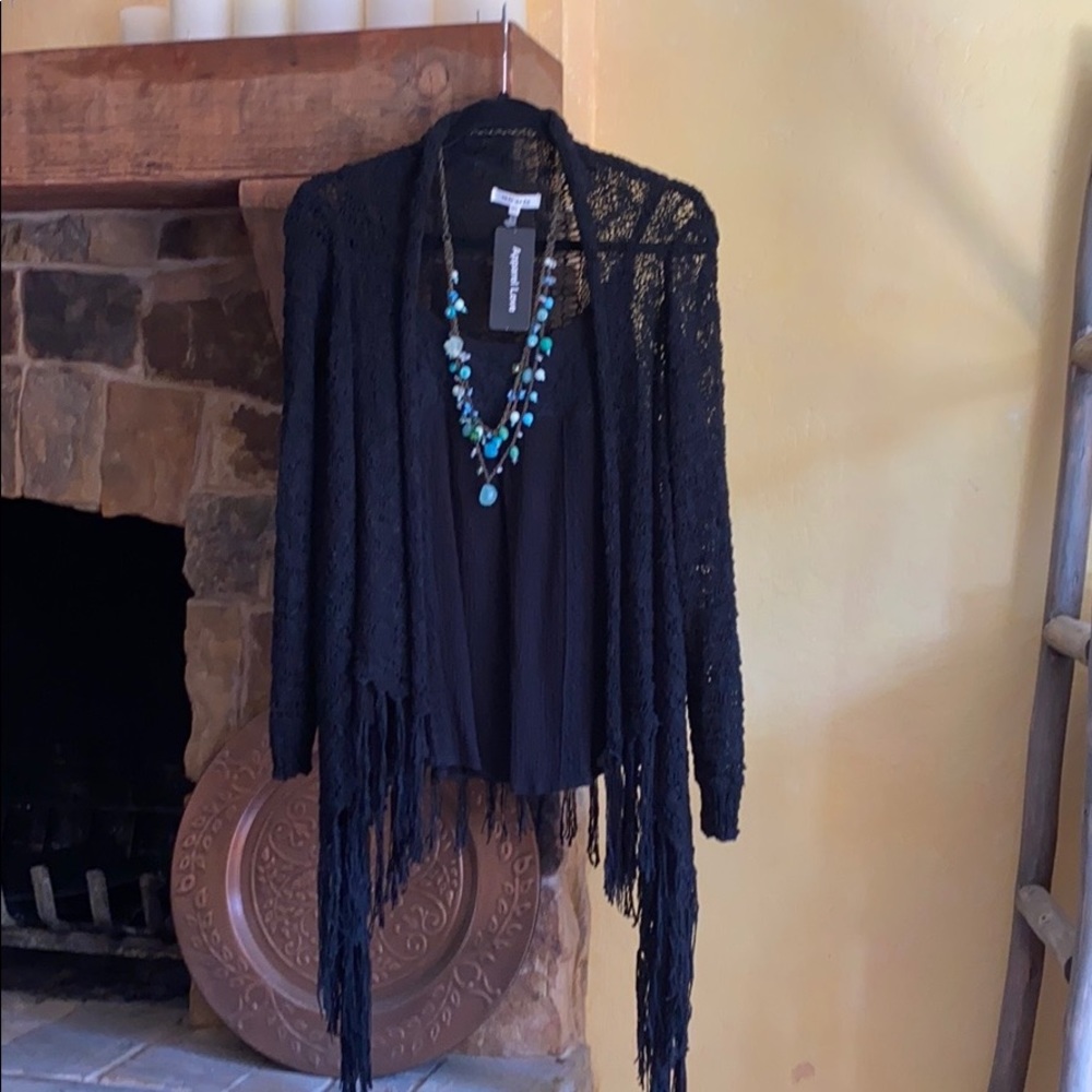Crochet fringe sweater